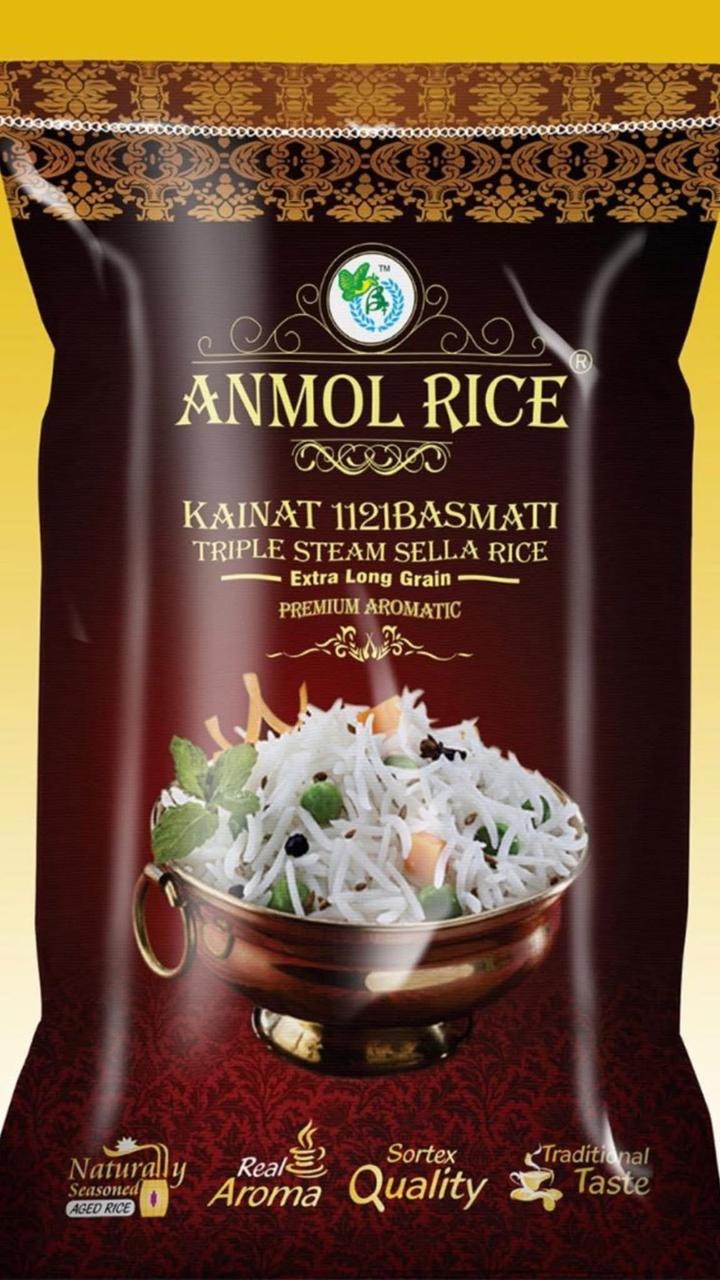 Anmol Rice Kainat 1121 Basmati Triple Steam Sella Rice packaging
