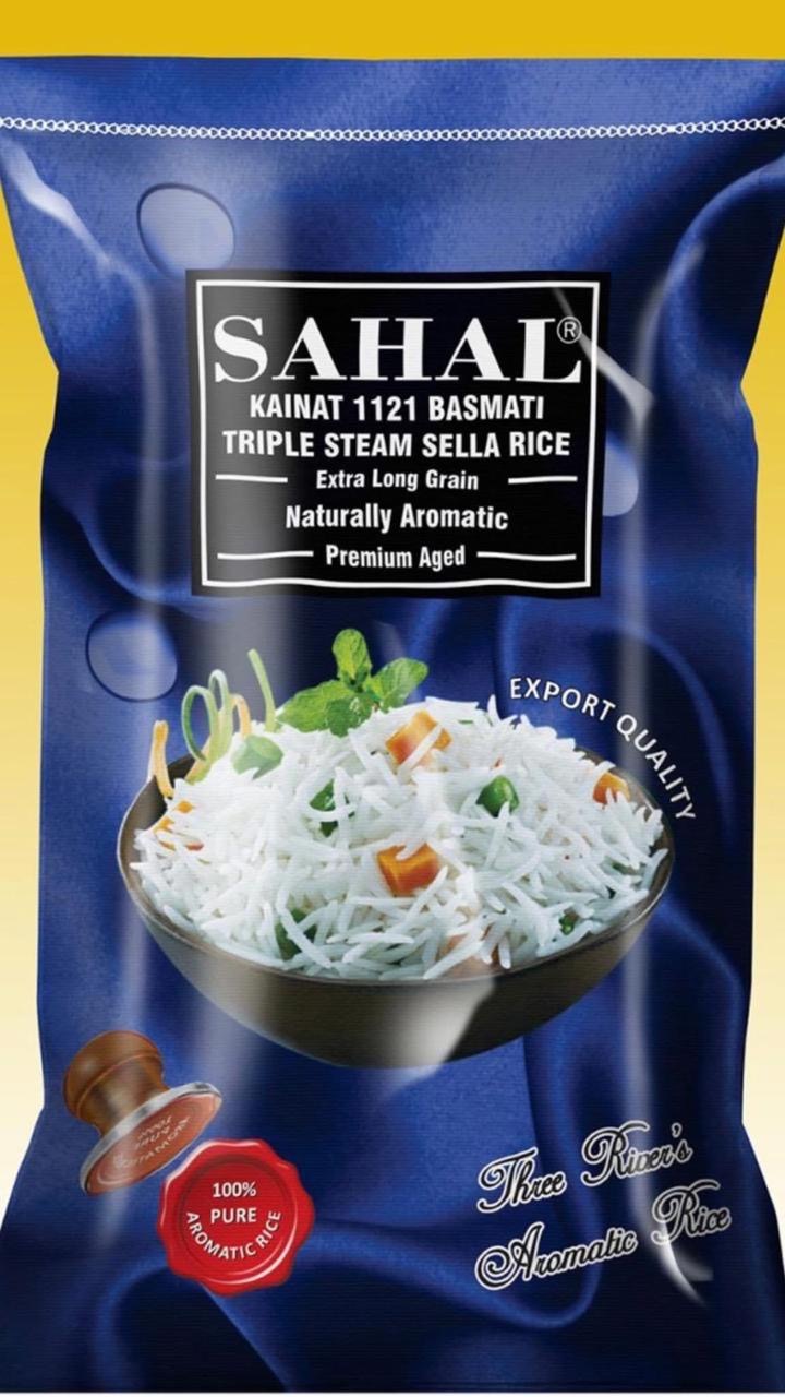 Sahal Kainat 1121 Basmati Triple Steam Sella Rice packaging